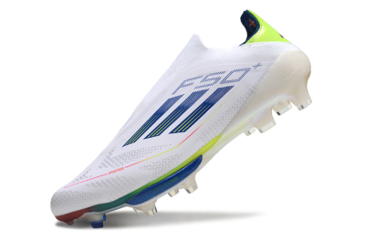 Adidas F50+ Lightstrike Elite FG Low-Tops Soccer Cleats - White/Blue/Yellow