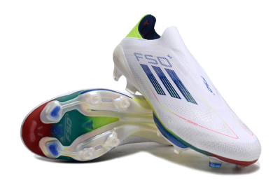 Adidas F50+ Lightstrike Elite FG Low-Tops Soccer Cleats - White/Blue/Yellow