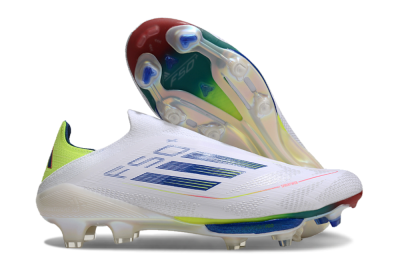 Adidas F50+ Lightstrike Elite FG Low-Tops Soccer Cleats - White/Blue/Yellow