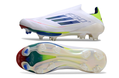 Adidas F50+ Lightstrike Elite FG Low-Tops Soccer Cleats - White/Blue/Yellow