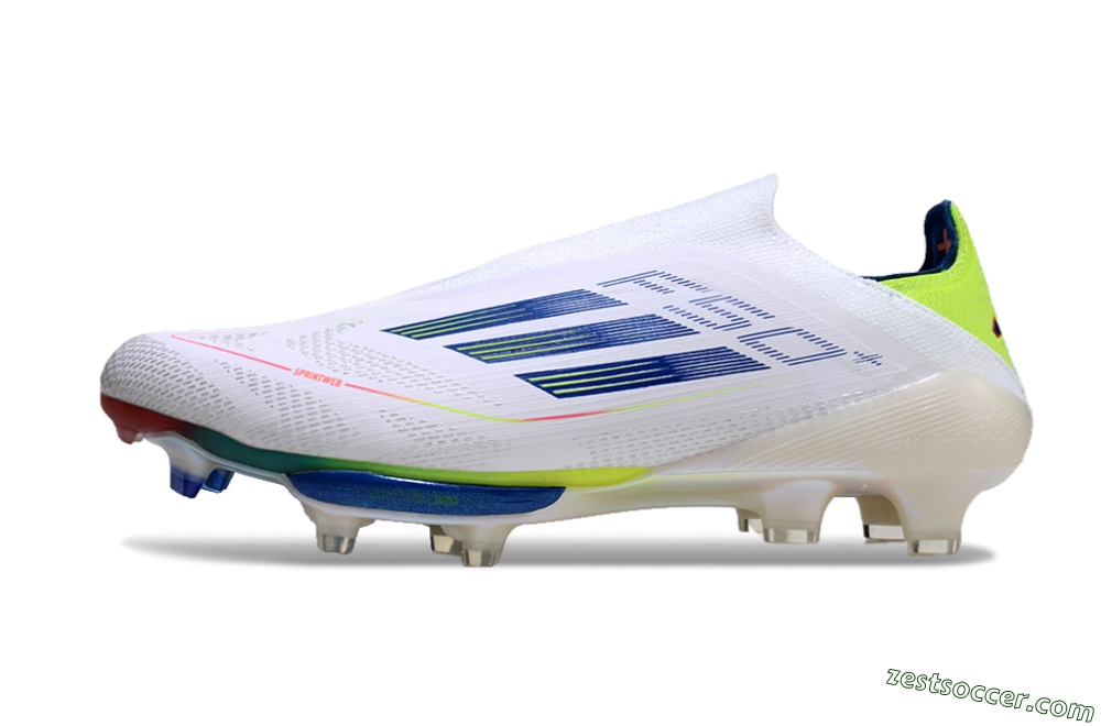 Adidas F50+ Lightstrike Elite FG Low-Tops Soccer Cleats - White/Blue/Yellow 2