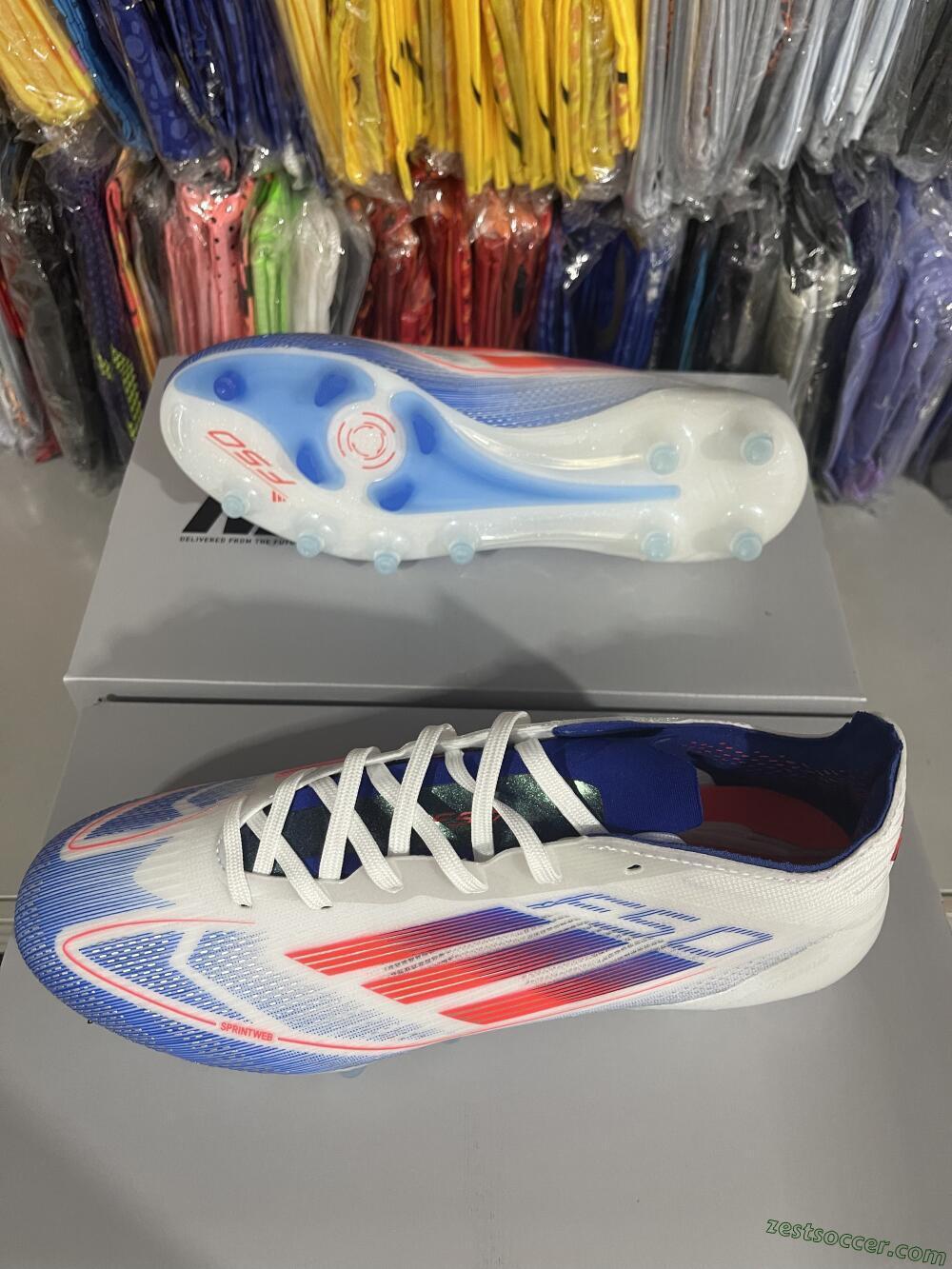 Adidas F50 Elite AG Low-Tops Soccer Cleats - White/Blue/Red