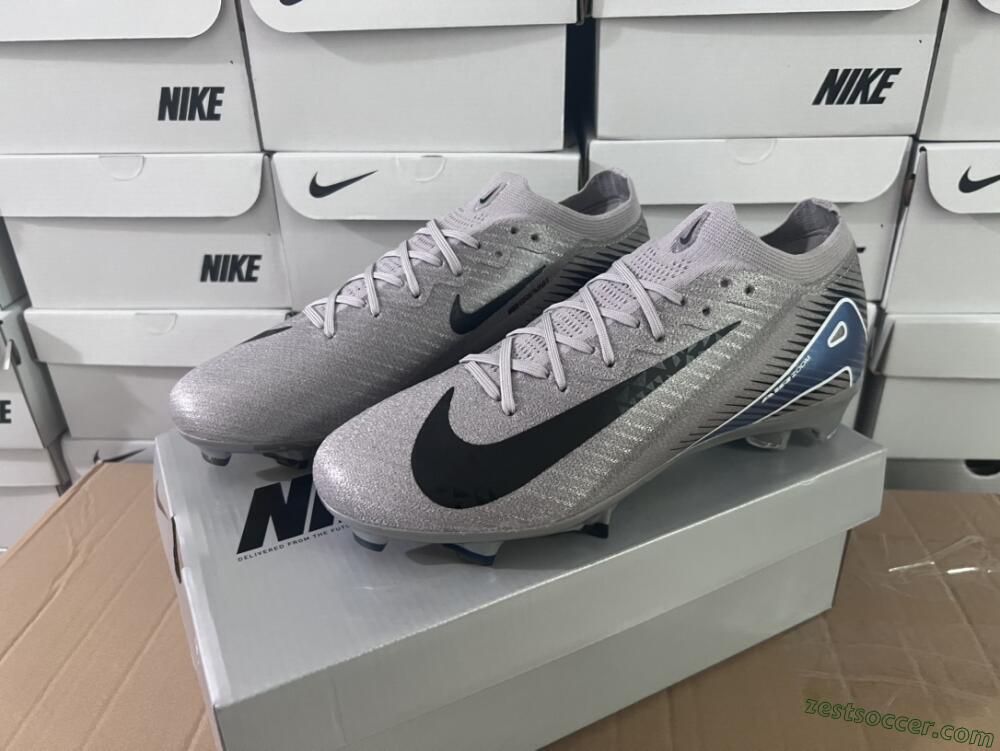 Nike Air Zoom Mercurial Vapor 16 Elite FG Low-Tops Soccer Cleats - Grey/Black/Blue