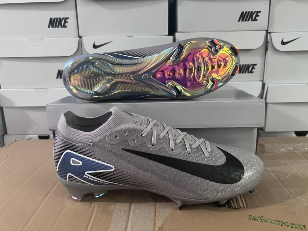 Nike Air Zoom Mercurial Vapor 16 Elite FG Low-Tops Soccer Cleats - Grey/Black/Blue