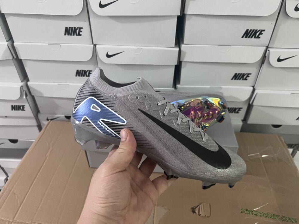 Nike Air Zoom Mercurial Vapor 16 Elite FG Low-Tops Soccer Cleats - Grey/Black/Blue