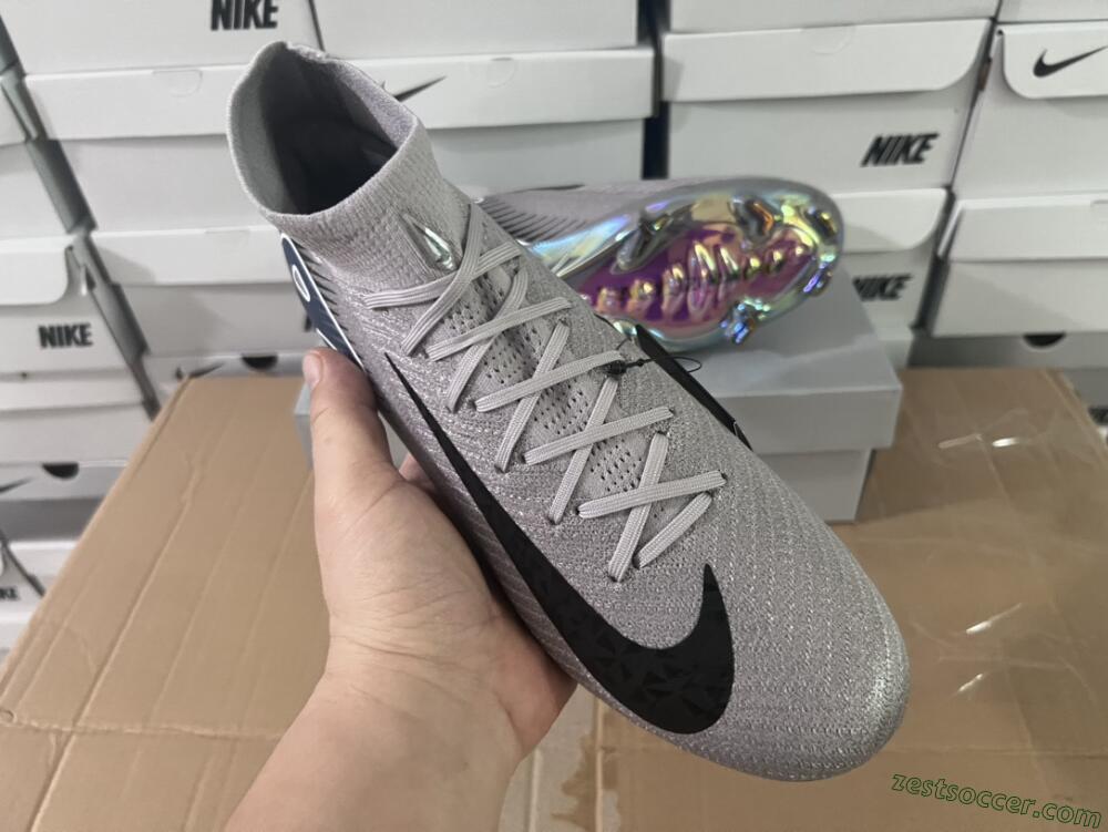 Nike Mercurial Superfly 10 Elite FG High-Tops Soccer Cleats - Grey/Black/Blue/Gold