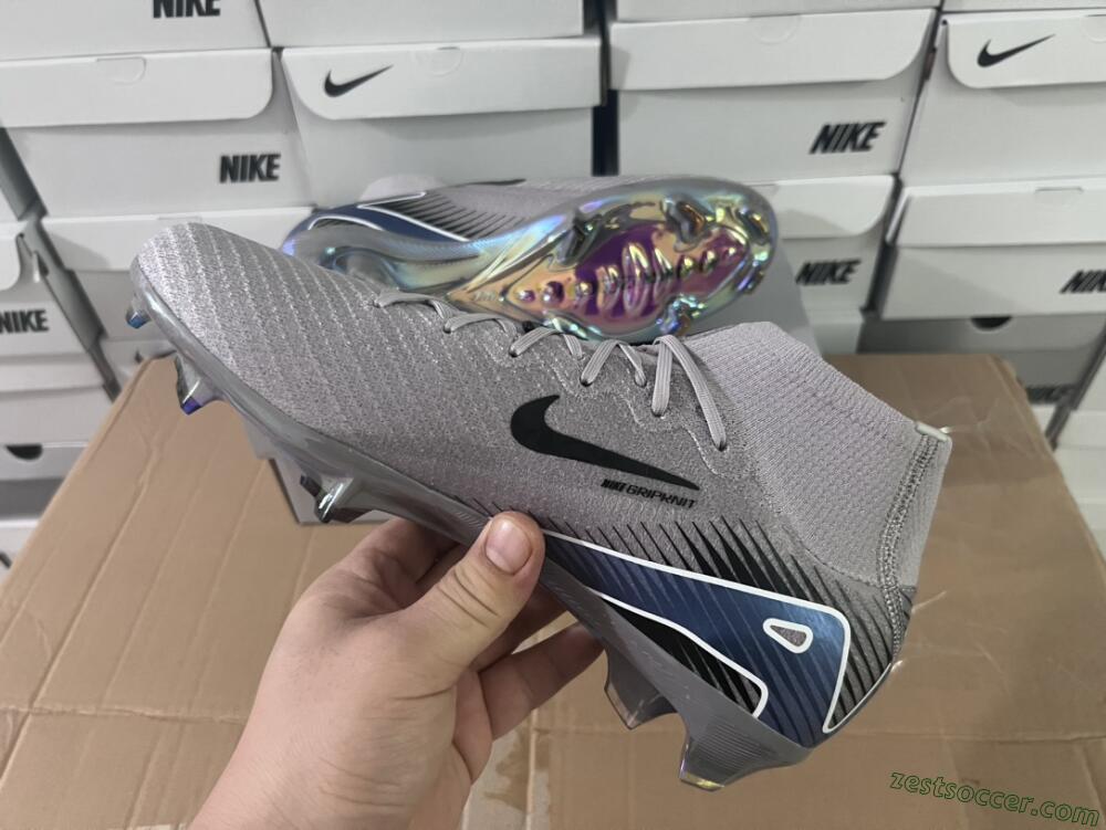 Nike Mercurial Superfly 10 Elite FG High-Tops Soccer Cleats - Grey/Black/Blue/Gold