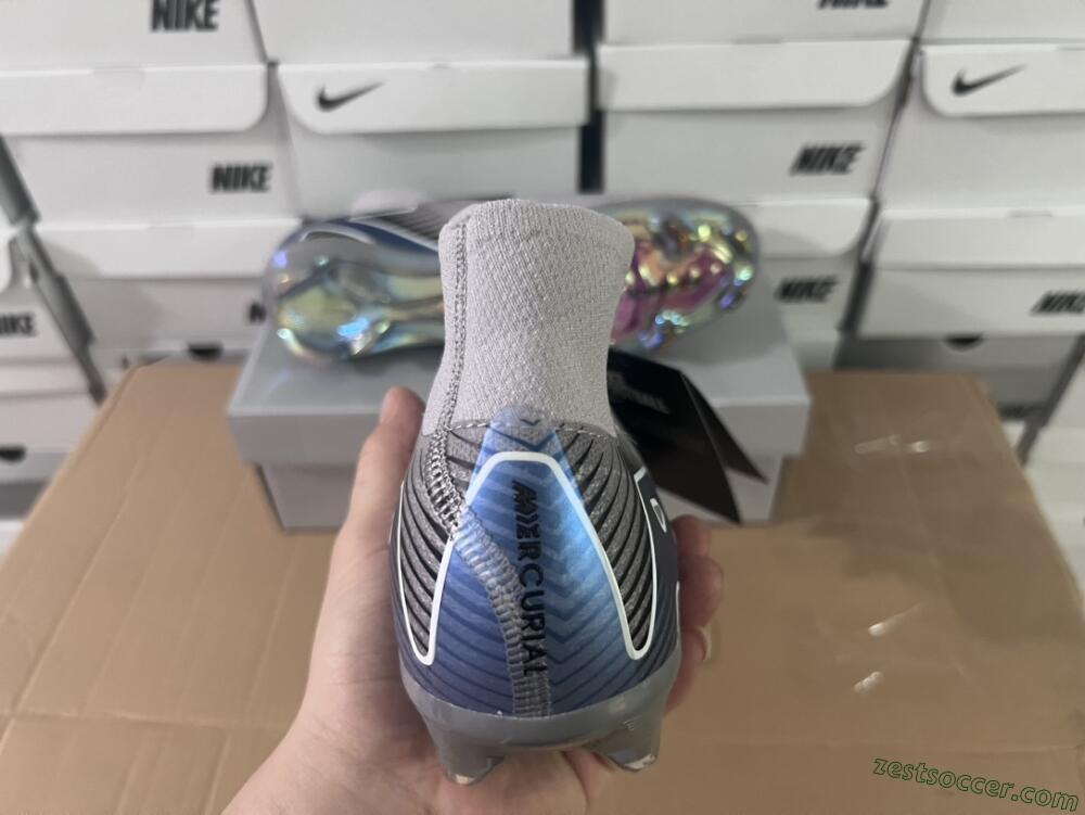 Nike Mercurial Superfly 10 Elite FG High-Tops Soccer Cleats - Grey/Black/Blue/Gold