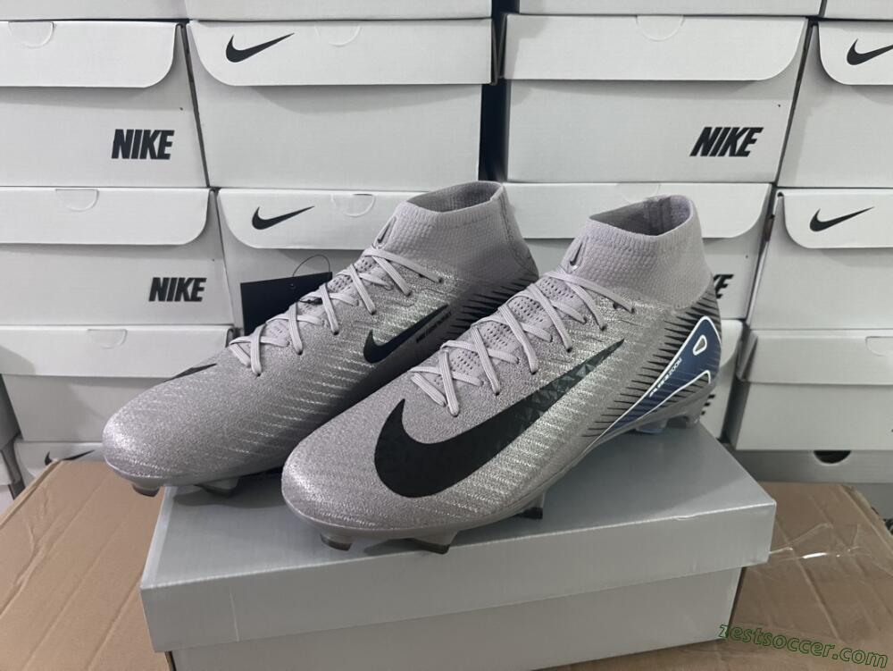 Nike Mercurial Superfly 10 Elite FG High-Tops Soccer Cleats - Grey/Black/Blue/Gold