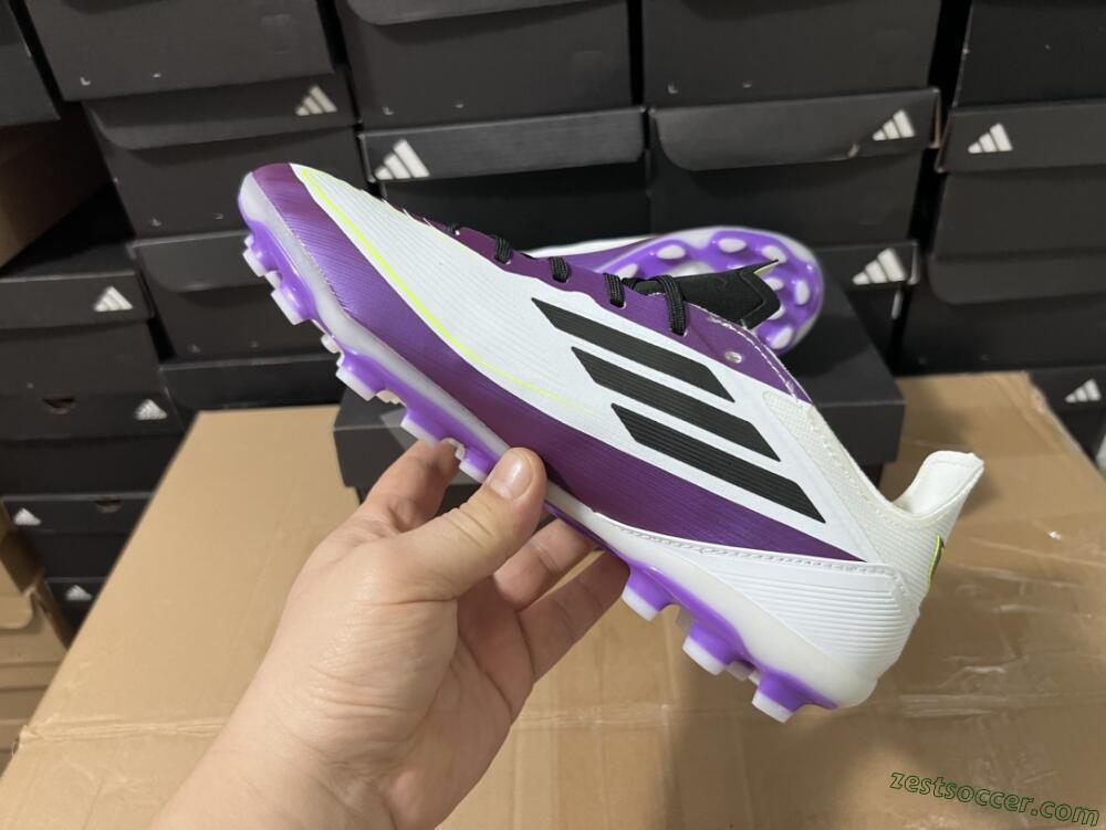 Messi x Adidas F50 Elite MG Low-Tops Soccer Cleats - White/Black/Purple
