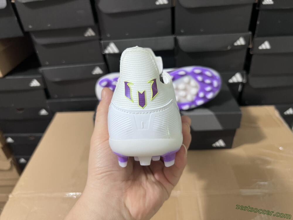 Messi x Adidas F50 Elite MG Low-Tops Soccer Cleats - White/Black/Purple