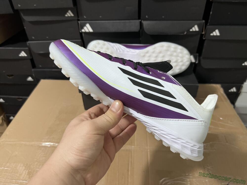 Adidas F50 Elite TF Low-Tops Soccer Shoes - White/Black/Purple