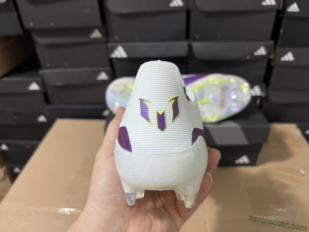 Messi x Adidas F50 Elite FG Low-Tops Soccer Cleats - White/Black/Purple