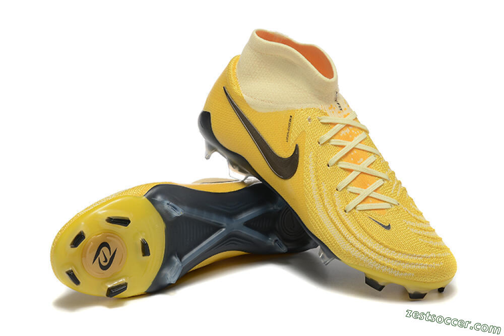 Nike Phantom Luna Elite FG High-Tops Soccer Cleats - Yellow/White/Black 4