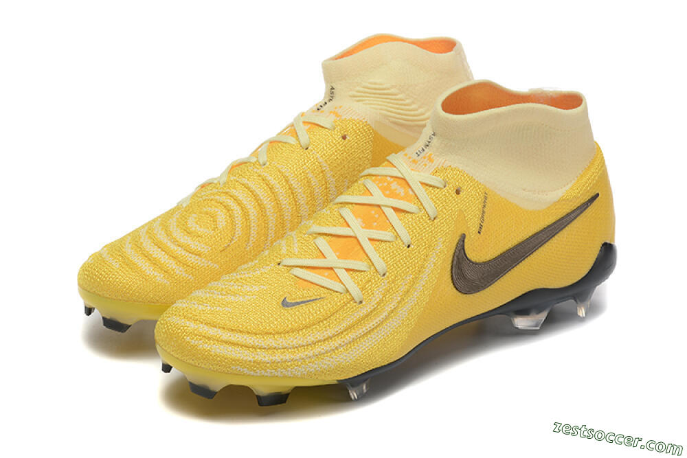 Nike Phantom Luna Elite FG High-Tops Soccer Cleats - Yellow/White/Black 6
