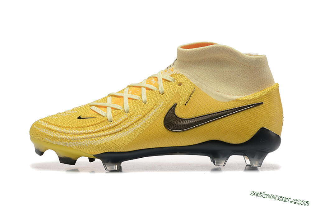 Nike Phantom Luna Elite FG High-Tops Soccer Cleats - Yellow/White/Black 2