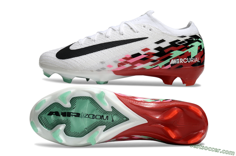 Nike Air Zoom Mercurial Vapor 16 Elite FG Low-Tops Soccer Cleats - White/Black/Pink/Green 1
