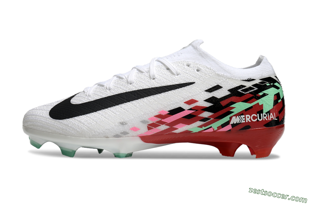 Nike Air Zoom Mercurial Vapor 16 Elite FG Low-Tops Soccer Cleats - White/Black/Pink/Green 2