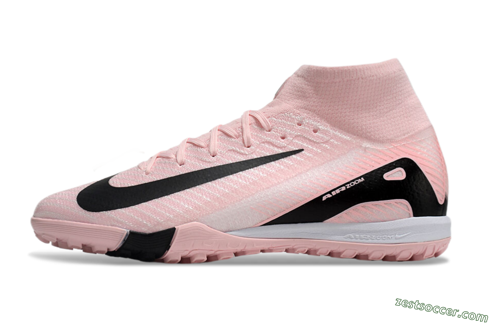 Nike Air Zoom Mercurial Superfly 10 Elite TF High-Tops Soccer Shoes - Pink/White/Black 2