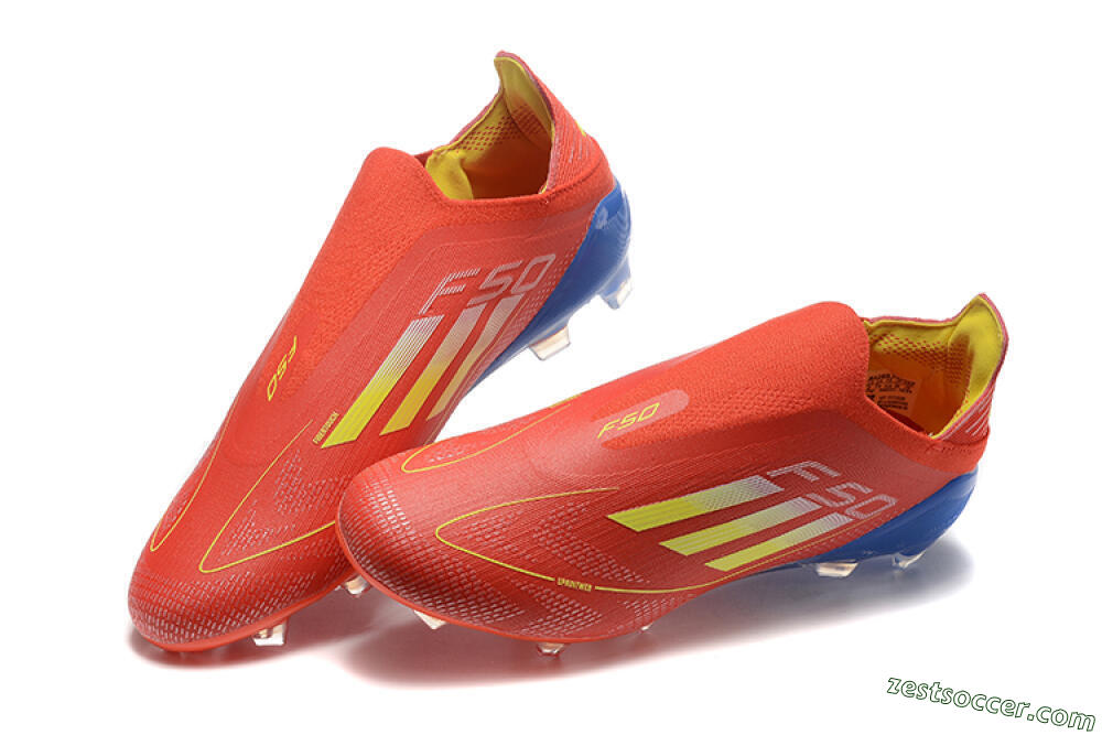 Adidas F50 Elite Laceless FG Low-Tops Soccer Cleats - Red/Yellow/Blue 6