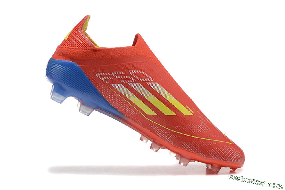 Adidas F50 Elite Laceless FG Low-Tops Soccer Cleats - Red/Yellow/Blue 7