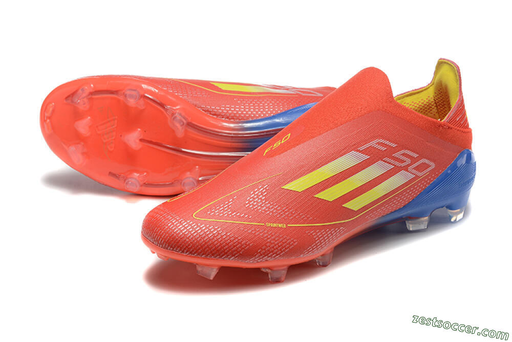 Adidas F50 Elite Laceless FG Low-Tops Soccer Cleats - Red/Yellow/Blue 3