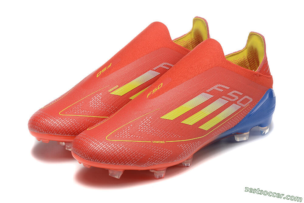 Adidas F50 Elite Laceless FG Low-Tops Soccer Cleats - Red/Yellow/Blue 5