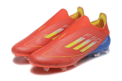 Adidas F50 Elite Laceless FG Low-Tops Soccer Cleats - Red/Yellow/Blue
