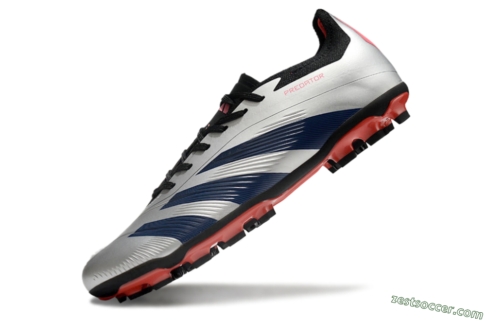 Adidas Predator Elite 24 MG Low-Tops Soccer Cleats - Silver/Blue/Red 5