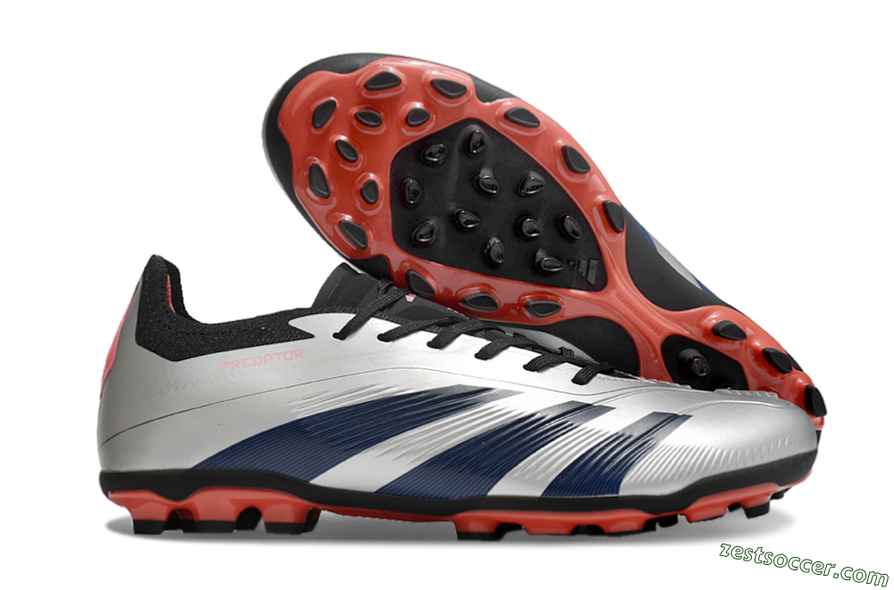 Adidas Predator Elite 24 MG Low-Tops Soccer Cleats - Silver/Blue/Red 0