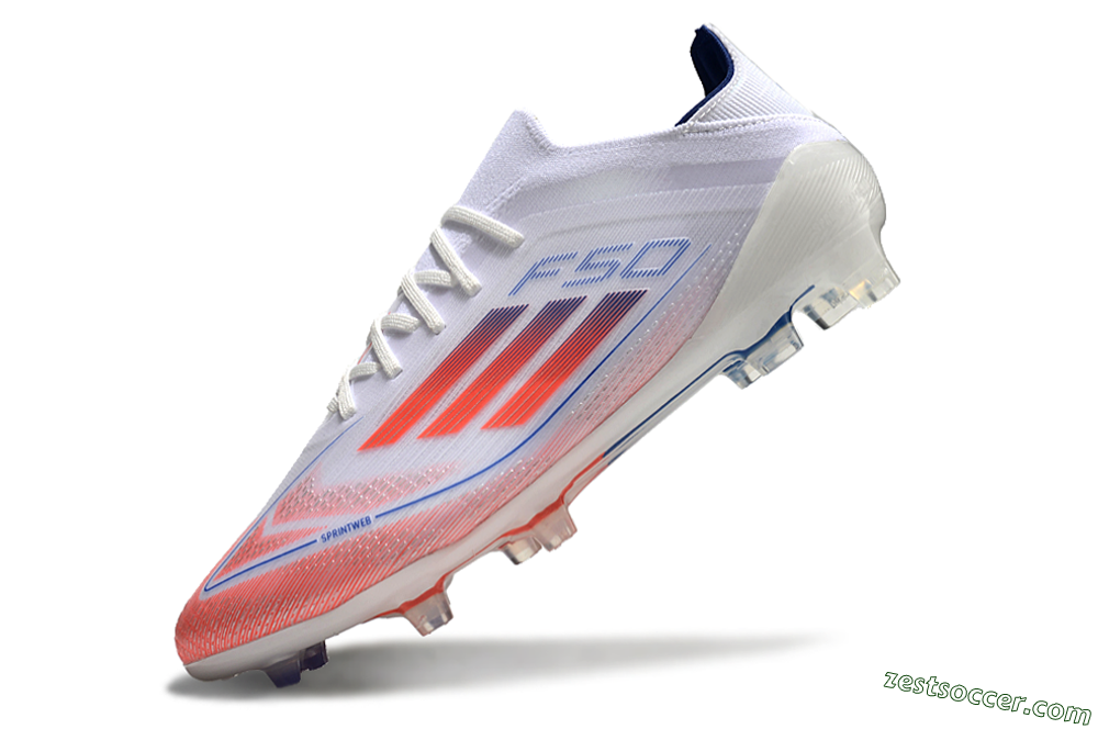 Adidas F50 Elite FG Low-Tops Soccer Cleats - White/Red/Blue 5