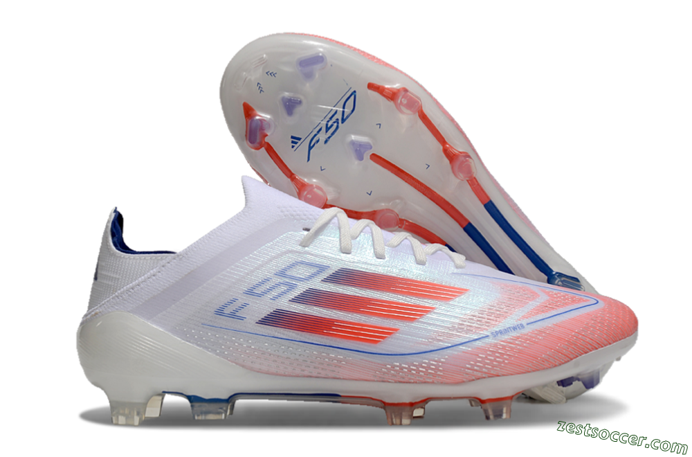 Adidas F50 Elite FG Low-Tops Soccer Cleats - White/Red/Blue 0