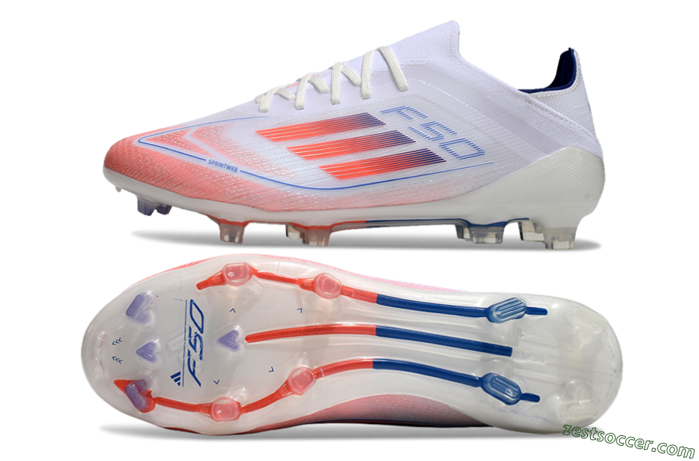 Adidas F50 Elite FG Low-Tops Soccer Cleats - White/Red/Blue 1