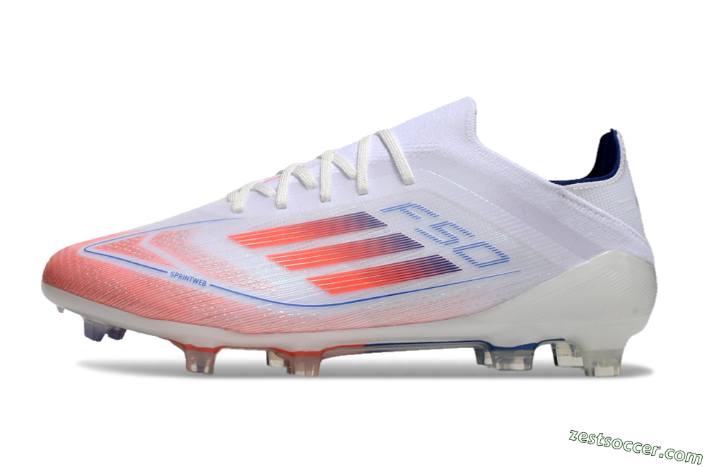 Adidas F50 Elite FG Low-Tops Soccer Cleats - White/Red/Blue 2