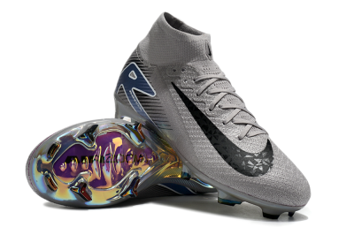 Nike Mercurial Superfly 10 Elite FG High-Tops Soccer Cleats - Grey/Black/Blue/Gold
