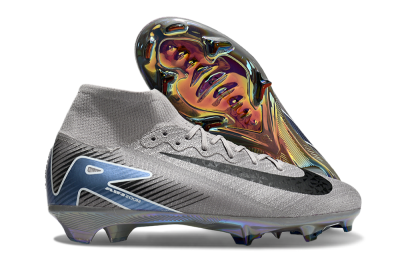 Nike Mercurial Superfly 10 Elite FG High-Tops Soccer Cleats - Grey/Black/Blue/Gold