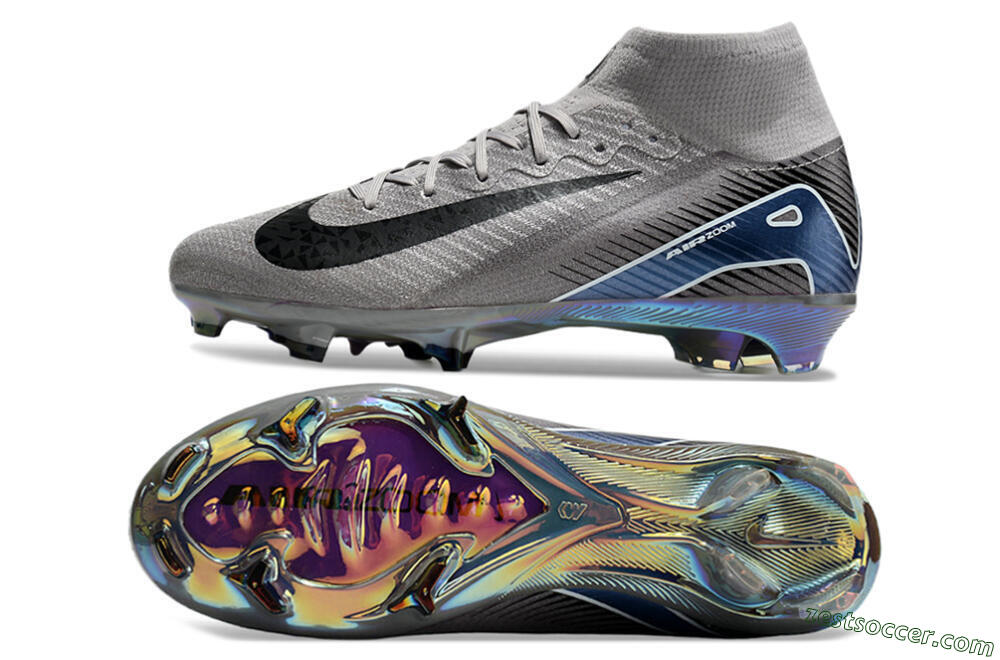 Nike Mercurial Superfly 10 Elite FG High-Tops Soccer Cleats - Grey/Black/Blue/Gold 1