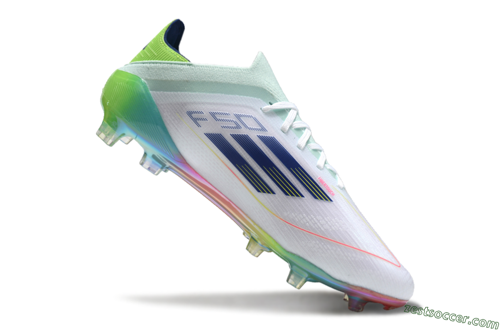 Adidas F50 Elite FG Low-Tops Soccer Cleats - White/Blue/Yellow/Gold 4