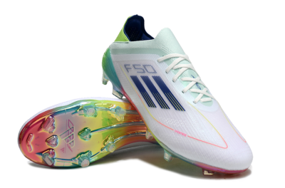 Adidas F50 Elite FG Low-Tops Soccer Cleats - White/Blue/Yellow/Gold