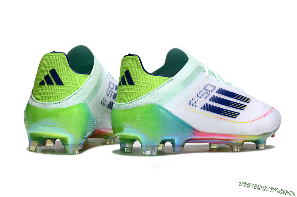 Adidas F50 Elite FG Low-Tops Soccer Cleats - White/Blue/Yellow/Gold 6