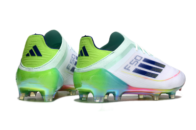 Adidas F50 Elite FG Low-Tops Soccer Cleats - White/Blue/Yellow/Gold