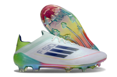 Adidas F50 Elite FG Low-Tops Soccer Cleats - White/Blue/Yellow/Gold