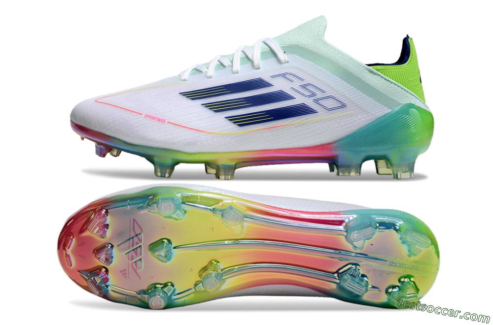 Adidas F50 Elite FG Low-Tops Soccer Cleats - White/Blue/Yellow/Gold 1