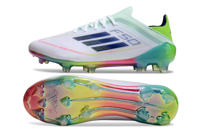 Adidas F50 Elite FG Low-Tops Soccer Cleats - White/Blue/Yellow/Gold