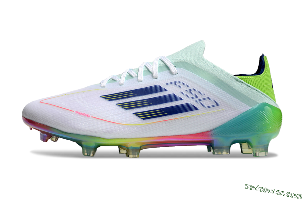 Adidas F50 Elite FG Low-Tops Soccer Cleats - White/Blue/Yellow/Gold 2