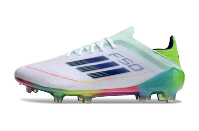 Adidas F50 Elite FG Low-Tops Soccer Cleats - White/Blue/Yellow/Gold