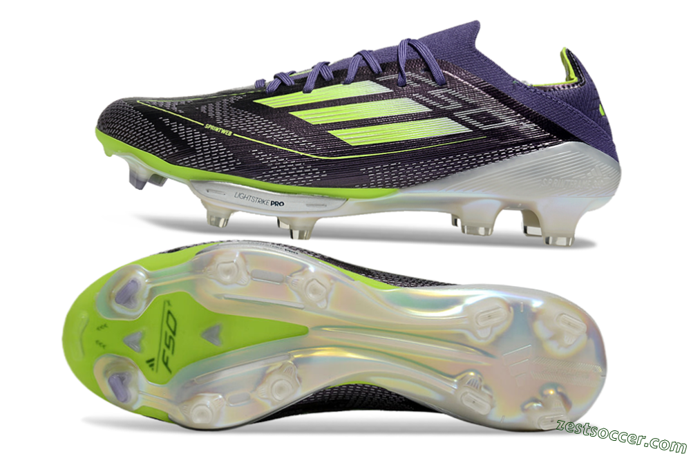 Adidas F50+ Lightstrike Elite FG Low-Tops Soccer Cleats - Purple/Yellow/Silver 1