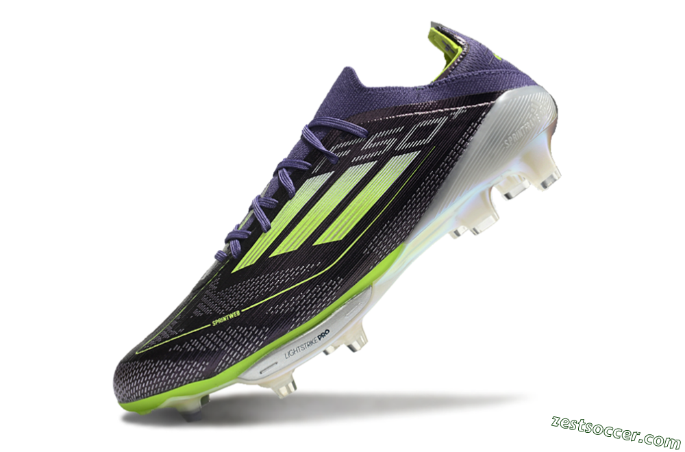 Adidas F50+ Lightstrike Elite FG Low-Tops Soccer Cleats - Purple/Yellow/Silver 5