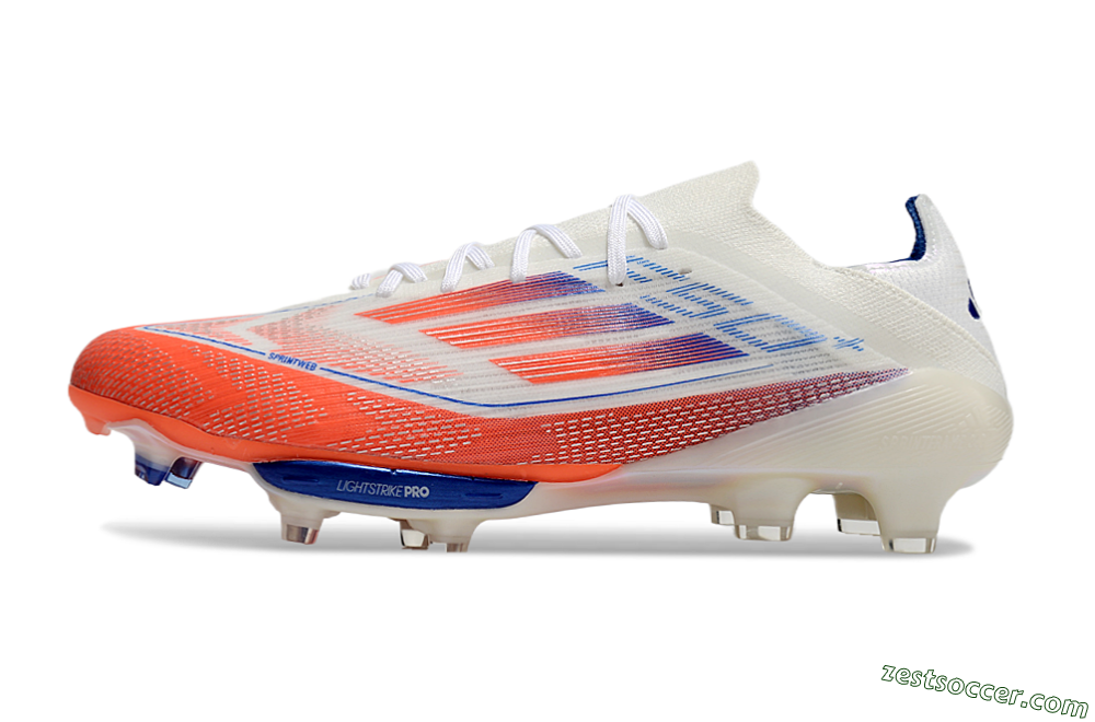 Adidas F50+ Lightstrike Pro FG Low-Tops Soccer Cleats - White/Red/Blue 2