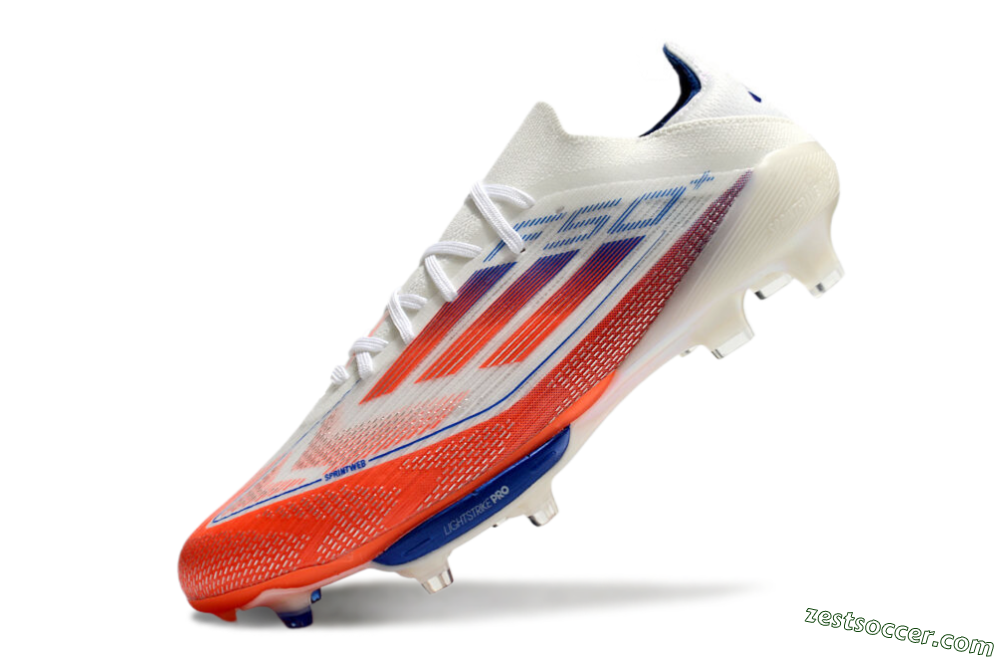 Adidas F50+ Lightstrike Pro FG Low-Tops Soccer Cleats - White/Red/Blue 6
